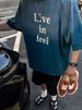 Men's Summer Loose Casual Viamin Shor Sleeved Rendy Brand Handmade Spray Horse Chesnu Gradien Washing Craf_viptrois.com