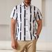 Hot Sale Men's Short Sleeve Striped Shirt Digital Printing Fashion Trend Casual Men's Lapel Shirt_viptrois.com