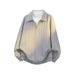 NASA-Inspired Relaxed-Fit Polo Sweatshirt – Unisex Oversized Collared Pullover With Color-Block Design (Gray/Beige/Black/Navy, M-2XL)_viptrois.com