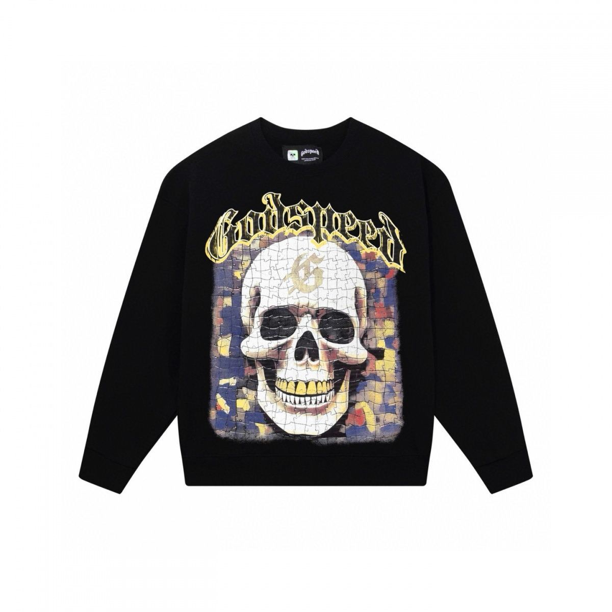Trendy Brand Skull Print Heavy Cotton Unisex High Street Crew Neck Long Sleeve Sweatshirt_viptrois.com