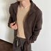 Old Money Style Coffee Color Blend Half Turtleneck Cardigan For Men Autumn High-End Cleanfit Knitted Sweater Jacket_viptrois.com