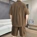 Men's Big & Tall Cargo Style Short Sleeve Shirt And Shorts Set, Relaxed Fit Summer Two-Piece Outfit Versatile Two-Piece Coordination_viptrois.com