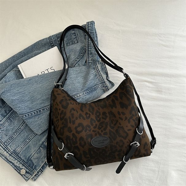 Women's Bags Retro Leopard Print Tote Bag For Women College Style Large Capacity Backpack Commuting Shoulder Messenger Bag_viptrois.com