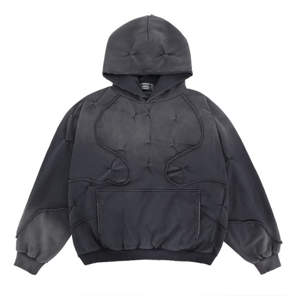 Trendy Patchwork Deconstructed Hoodie With Gradient Dye & Fleece Lining – Streetwear Essential For Fall/Winter_viptrois.com