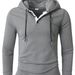 Men's Slim-Fit Hooded Sweatshirt – Lightweight Long-Sleeve Pullover With Button Detail (Gray, Charcoal, Navy) – S-XXXL_viptrois.com