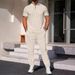 Men's Clothing Men's New Waffle Collar Color Matching Short Sleeved Trousers Two Piece Casual Suit_viptrois.com