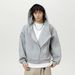 Monochrome Man- Diagonal Zipper Cardigan Hooded Sweatshirt Men's Autumn And Winter Heavyweight American Style Short Wide Silhouette_viptrois.com
