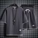 Men's Casual Sports Suit Summer Ice Trend Loose Waffle Short-sleeved Shorts A Set Of Clothes Handsome Match_viptrois.com