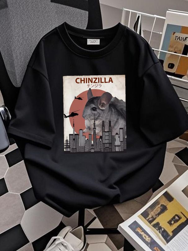 Chinzilla Funny Chinchilla T-Shirt Chinchilla Lovers Gift Casual Summer Fashion Top For Everyday Wear Slightly Streetwear Homme Unisex Comfortable_viptrois.com