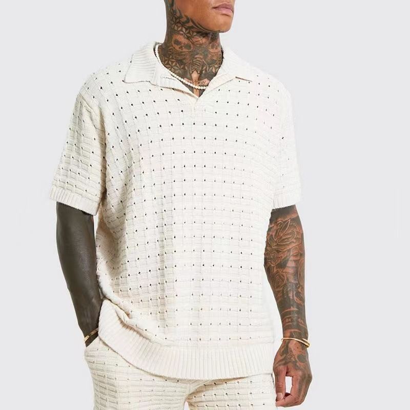 Men’s Breathable Knit Polo Shirt – Lightweight Summer Casual, Relaxed Fit, Moisture-Wicking (M-XXXL)_viptrois.com