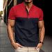 Men's Slim-Fit Color Block Polo T-Shirt - Breathable Polyester Short Sleeve Top For Business Casual & Daily Wear_viptrois.com
