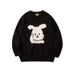 "Luxury Plush Rabbit Jacquard Sweater – Cozy Fleece-Lined Knit With Floral Embroidery, Soft High-End Pullover For Women, Elegant Turtleneck"_viptrois.com