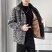 Autumn And Winter New Style Lapel Retro Jacket Cardigan Men's Fashionable Plus Velvet Thick Plaid Jacket Workwear Top Trendy_viptrois.com