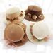 Hot Sale Parent-child Summer New Women's Sun Bucket Cap Beige Lace Bowknot Flowers Ribbon Flat Top Straw Hat Beach Caps Panama_viptrois.com