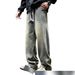 Men's Clothing Jeans Men Spring And Autumn New Loose Straight Pants American Retro Washed Stitching Trendy Brand Pants_viptrois.com