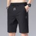 Men's Clothing Ice Silk Shorts Summer Loose Elastic Stitching Label Beach Five Point Shorts_viptrois.com