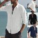 Man's Clothing Men's Shirt Casual Shirt Solid Color Single-breasted Cotton Linen Long-sleeved Shirt_viptrois.com