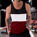 Men's Vest Stitching Contrast Color Sports Fitness Loose Running Vest_viptrois.com