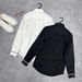 Men's Clothing Long Sleeve Shirt Business Slim Fit Hummingbird Embroidered Shirt Black And White Simple Shirt_viptrois.com
