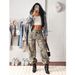High Waisted Loose Fitting Maple Leaf Print Wide Leg Trousers For Men Street Style Faux Jeans Spring Autumn_viptrois.com
