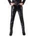 Men's Clothing Cycling Leather Pants Men's Leather Pants Trendy Slim Fit Motorcycle PU Leather Pants_viptrois.com