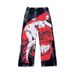 Men's Clothing autumn new men's clothing Gothic dark style street graffiti print jeans straight loose wide-leg pants_viptrois.com