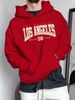 Men's Autumn And Winter Casual Fashionable Loose Hooded Sweatshirt With Los Angeles Letter Pattern Printed Warm Long Sleeved Pullover_viptrois.com