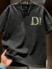 Vintage Cartoon Letter Graphic 230G Washed Cotton Oversized T-Shirt Men's Casual Luxury Short Sleeve Summer Tee_viptrois.com