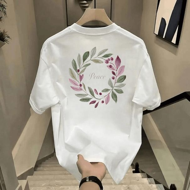 Men's Clothing High End Short Sleeved T Shirt Summer Trendy Simple Printed Pure Cotton Round Neck T Shirt_viptrois.com