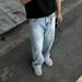 Boy Washed Vintage Casual Jeans For Men Straight Loose European And American High Street Style Long Pants_viptrois.com