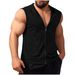 Men's Clothing Summer New Men's Sleeveless Hooded Casual Sports Solid Color Vest_viptrois.com