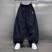 Men's Clothing Spring And Summer New Men's American Simple Solid Color Trendy Elastic Waist Casual Pants Fashionable Loose Wide Leg Scimitar Pants_viptrois.com