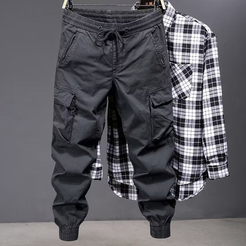 Overalls Men's Autumn Thin Korean Version Trendy Brand Loose Large Size Casual Pants Youth Outdoor Multi-pocket Leggings Pants_viptrois.com