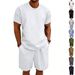 Men's Clothing Men's Heavyweight Summer Sports Set Loose Fitting Solid Color Casual Round Neck Terry Short Sleeved Shorts Style_viptrois.com