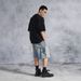 Men's Vintage Washed Denim Shorts - 5-Inch Inseam Dirty Finish Distressed Casual Cargo Shorts For Men, Retro Streetwear_viptrois.com