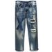 Men's Ripped Jeans With Patches Loose Straight Leg Wide Leg Flowy Trendy Casual Pants Autumn 2022_viptrois.com