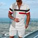 Men's Clothing Summer New Jacquard Men's Half Placket Zipper Top Shorts Casual Sports Suit_viptrois.com