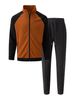 Men's Clothing Fashion Color-Block Stand Collar Jacket Pants Set Casual Sportswear(Caramel, Grey, Khaki, White) | Lightweight Polyester | S-XXXL_viptrois.com