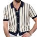 British Style Slim Fit Youth POLO Shirt Striped Short Sleeved Summer Ice Silk Knit Casual Turn down Collar T-Shirt_viptrois.com
