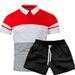Summer Men's Short Sleeve Polo Shirt Stylish Two Tone Patchwork Webbing Design Casual Top New_viptrois.com