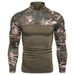 Men's Clothing Long Sleeved Elastic Slim Fit Camouflage Polo Casual Stand Up Collar Cotton Autumn Youth Tactical T Shirt_viptrois.com