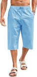 Summer Thin Cotton And Linen Capri Pants, Large-sized Loose Wide-leg Men's Hip-hop Sportswear And Casual Shorts_viptrois.com