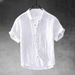 Men's Clothing Cotton Linen Short Sleeved Shirt Casual Breathable Shirt Linen Thin Half Sleeved Lapel Top_viptrois.com