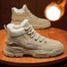 Men's Winter Work Boots High Top Casual Shoes With Fleece Lining, Waterproof Anti-Slip Rubber Sole For Outdoor Snow Hiking_viptrois.com