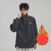 Heavyweight Half-Zip Fleece Hoodie – Unisex Oversized Pullover With Stand Collar (M-3XL, Dark Grey/Light Grey)_viptrois.com