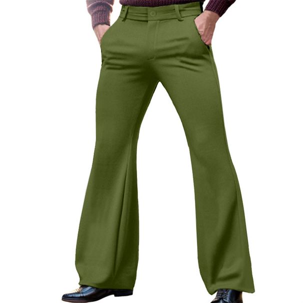 Men's Clothing Youth Formal Business Solid Color Elastic Slim Fit Flared Suit Pants_viptrois.com