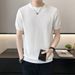 Summer New Solid Color Simple Style Mesh Short T-Shirt Men's Trendy Versatile Ice Silk Knitted Half Sleeve Base Shirt_viptrois.com