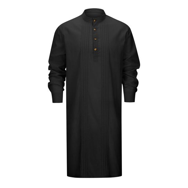 Men's Clothing Fashion Simple Long Shirt Muslim Robe_viptrois.com
