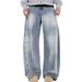Men's Clothing Washed And Distressed Niche Design Wide Leg Pants For Teenagers Spring And Autumn New Split Deconstruction Design Jeans_viptrois.com