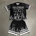 Men's Clothing 2 Pieces Summer Men's Summer Trend Casual Fashion Short Sleeve Shorts Set Letters And Numbers 77 Printing_viptrois.com